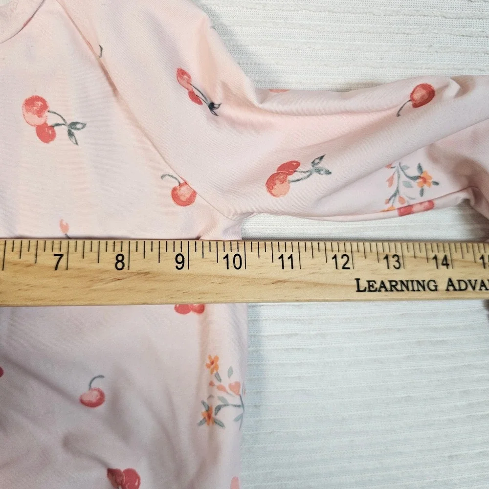 OshKosh Bgosh Baby Girl 24M Pink CherryFloral LongSleeve RuffleSwimsuit 1P005810